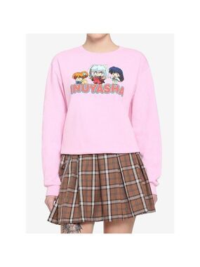 InuYasha Chibi Trio Puff Letters Girls Sweatshirt (Sm)